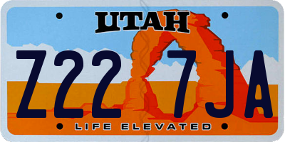 UT license plate Z227JA