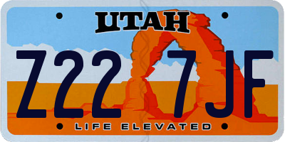 UT license plate Z227JF
