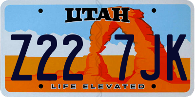 UT license plate Z227JK