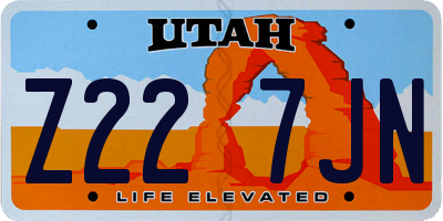 UT license plate Z227JN
