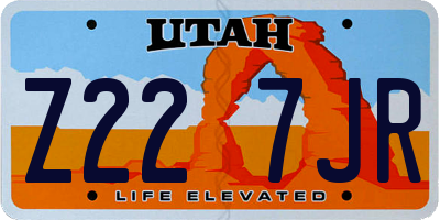 UT license plate Z227JR