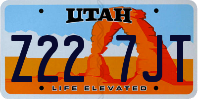 UT license plate Z227JT