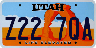 UT license plate Z227QA