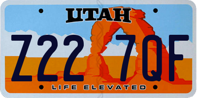 UT license plate Z227QF