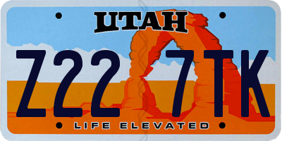 UT license plate Z227TK