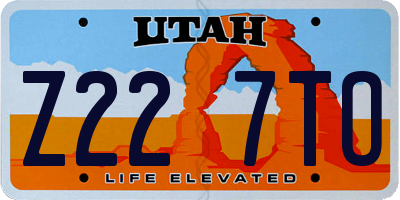 UT license plate Z227TO