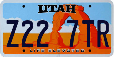 UT license plate Z227TR