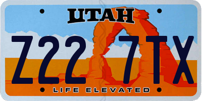 UT license plate Z227TX
