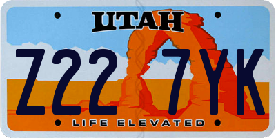 UT license plate Z227YK