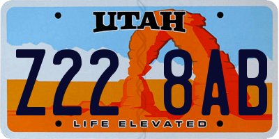 UT license plate Z228AB
