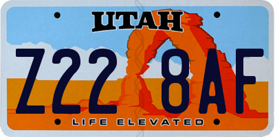 UT license plate Z228AF