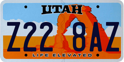 UT license plate Z228AZ