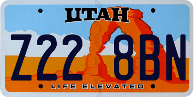 UT license plate Z228BN