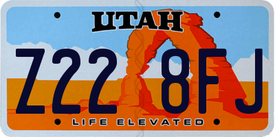 UT license plate Z228FJ