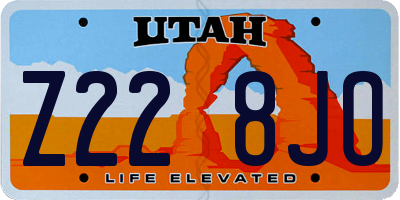 UT license plate Z228JO