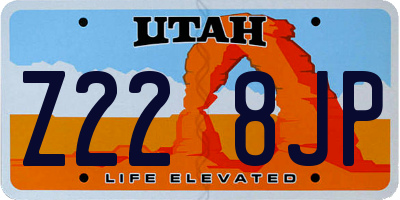 UT license plate Z228JP