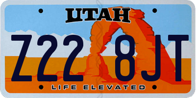 UT license plate Z228JT