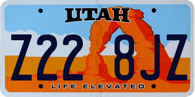 UT license plate Z228JZ
