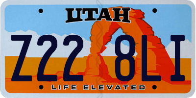 UT license plate Z228LI
