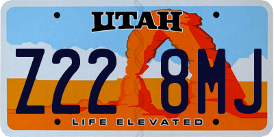 UT license plate Z228MJ