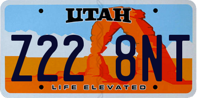UT license plate Z228NT