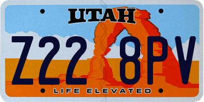 UT license plate Z228PV