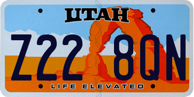 UT license plate Z228QN