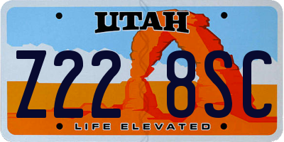 UT license plate Z228SC