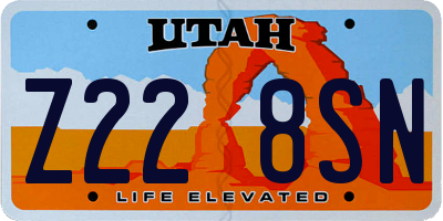 UT license plate Z228SN