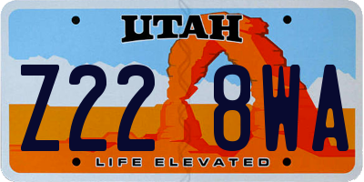 UT license plate Z228WA