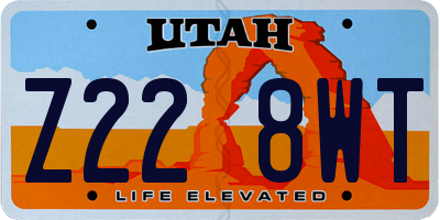 UT license plate Z228WT