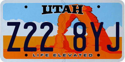 UT license plate Z228YJ