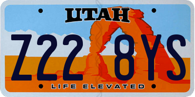 UT license plate Z228YS
