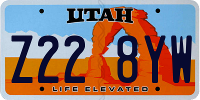 UT license plate Z228YW