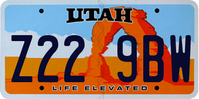 UT license plate Z229BW