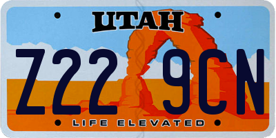 UT license plate Z229CN