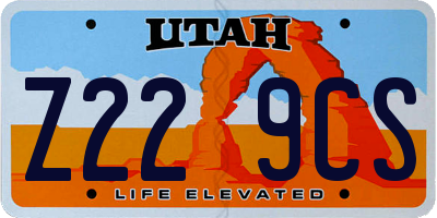 UT license plate Z229CS