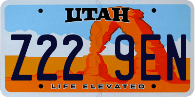 UT license plate Z229EN