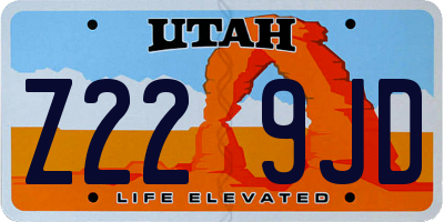 UT license plate Z229JD