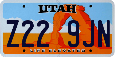 UT license plate Z229JN