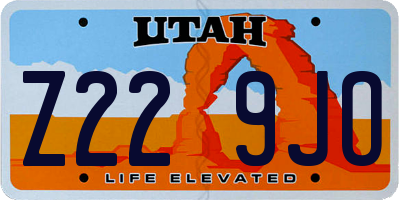 UT license plate Z229JO