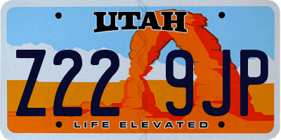 UT license plate Z229JP