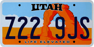 UT license plate Z229JS