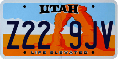 UT license plate Z229JV