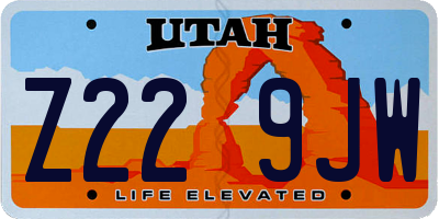 UT license plate Z229JW