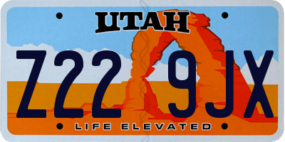 UT license plate Z229JX