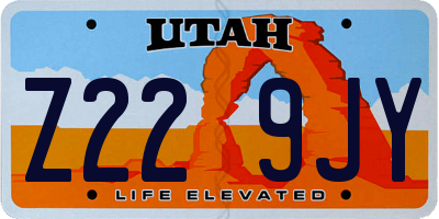 UT license plate Z229JY