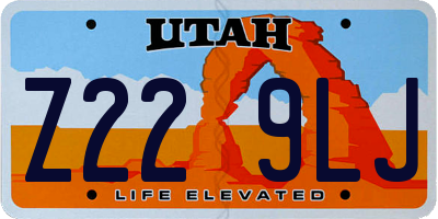 UT license plate Z229LJ