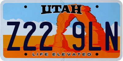 UT license plate Z229LN