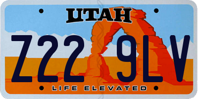 UT license plate Z229LV